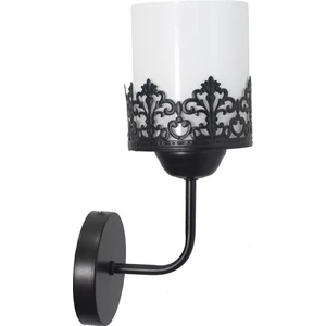 Rustik Retro Modern Model Şık Siyah Aplik Beyaz Cam Taçlı