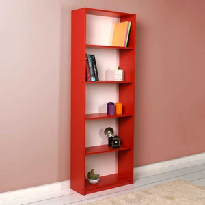 Modern 5 Raflı Kitaplık - Kırmızı