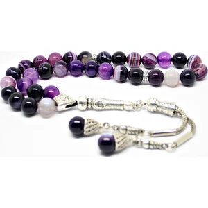 Çizgili Akik Taşı Tesbih Doğal Taş