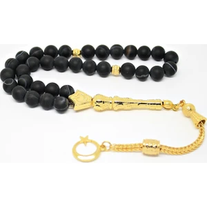 Siyah Akik Tesbih Doğal Taş