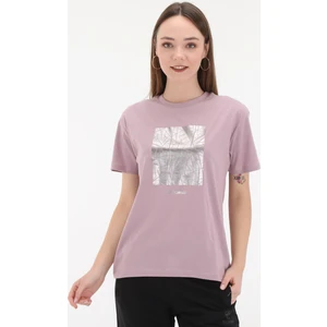 Calvina S/S Tee Yuvarlak Yaka Kısa Kollu Baskılı Mor Kadın Tişört