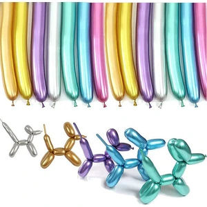 Karışık Renkli Sosis Parlak Krom Balon 16 Inch 25 Adet