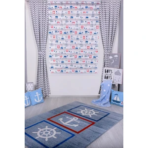 Konfor Halı Mavi Dümenli Dokuma Çocuk Odası Halısı 80 x 300 cm