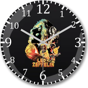Baskı Dükkanı Banda Led Zeppelin Duvar Saati Bombeli Gercek Cam