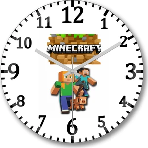 Baskı Dükkanı Minecraft Duvar Saati Bombeli Gercek Cam