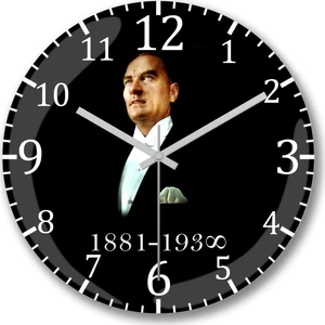 Baskı Dükkanı Mustafa Kemal Atatürk Saati Bombeli Gercek Cam----Ücretsiz Kargo-