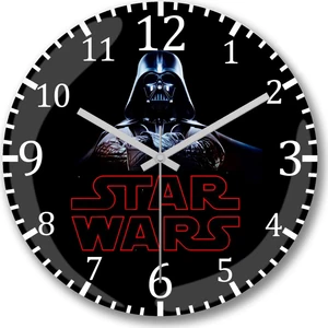 Baskı Dükkanı Star Wars Darth Wader Sessiz Duvar Saati Bombeli Gercek Cam---Ücr