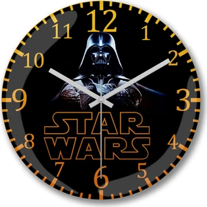 Baskı Dükkanı Star Wars Darth Wader Sessiz Duvar Saati Bombeli Gercek Cam--Ücre