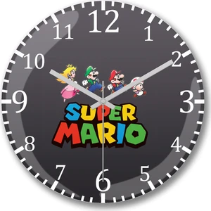 Baskı Dükkanı Super Mario Duvar Saati Bombeli Gercek Cam