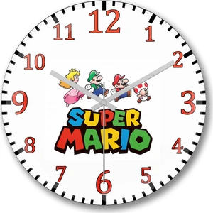 Baskı Dükkanı Super Minion Mario Duvar Saati Bombeli Gercek Cam