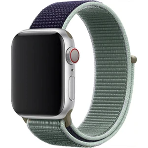 Coverzone Apple Watch Uyumlu 38mm Bilekli Kumaş Kayış Kordon Lacivert Yeşil Fabric