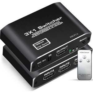 4K321M 18GBPS 3x1 HDMI 2.0 4K Ultra Hd Hdr Hdcp2.2 Arc Extractor Ses Ayrıştırıcılı 3 Giriş 1 Çıkış Combo Switch Splitter