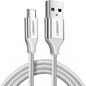 UGREEN USB-C to USB-A 3A QC Örgülü Hızlı Şarj Kablosu, 1 Metre, Gümüş Beyazı - 60131