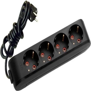 Multi-Let Siyah 4'lü Priz Kablolu 1 m