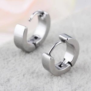 Takı Dükkanı Ince Düz Halka Unisex Erkek Çelik Küpe Çifti 3 mm 2 Renk Mse8