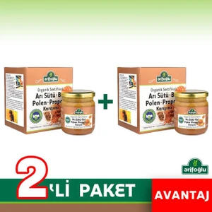 Organik Arı Sütü Bal Polen Propolis 230 gr (2 Adet)