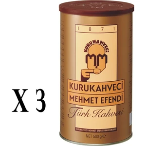 Kurukahveci Mehmet Efendi Türk Kahvesi Teneke 500 gr x 3 Adet