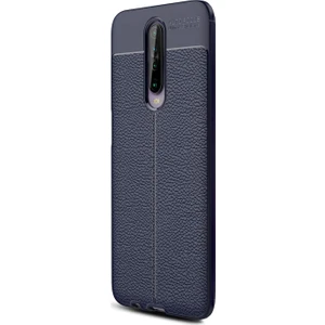 Xiaomi Redmi K30 Kılıf Deri Dokulu Silikon Lacivert