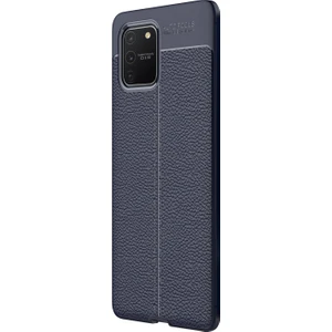 Samsung Galaxy S10 Lite Kılıf Deri Dokulu Silikon Lacivert