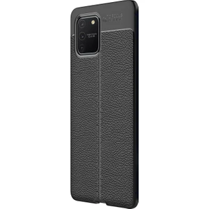 Samsung Galaxy S10 Lite Kılıf Deri Dokulu Silikon Siyah