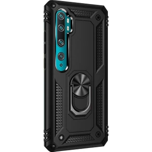 Xiaomi Mi Note 10 Kılıf Military Ring Holder Siyah