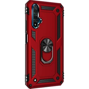 Huawei Nova 5T Kılıf Military Ring Holder Kırmızı