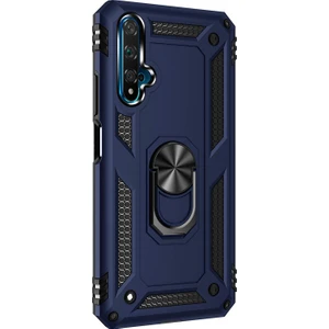 Huawei Nova 5T Kılıf Military Ring Holder Lacivert