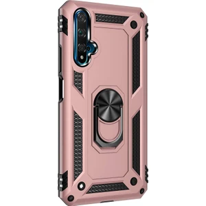 Huawei Nova 5T Kılıf Military Ring Holder Rose Gold