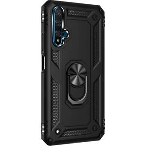 Huawei Nova 5T Kılıf Military Ring Holder Siyah