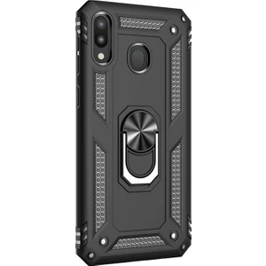 Samsung Galaxy M10s Kılıf Military Ring Holder Siyah