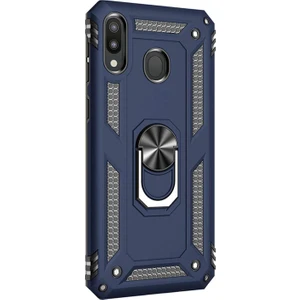 Samsung Galaxy M10s Kılıf Military Ring Holder Lacivert