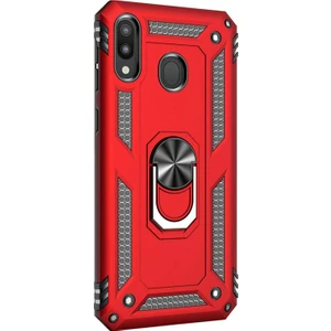 Samsung Galaxy M10s Kılıf Military Ring Holder Kırmızı