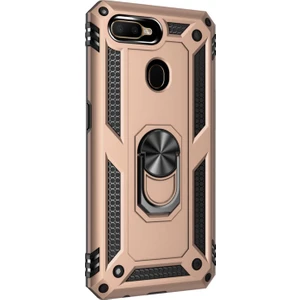 Oppo F9 / F9 Pro Kılıf Military Ring Holder Gold