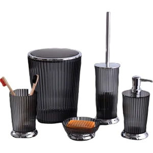 Nely 5 Parça Banyo Seti Şeffaf Siyah