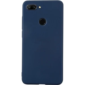 Xiaomi Mi 8 Lite Kılıf Mat Esnek Silikon Kılıf + Temperli Cam Lacivert