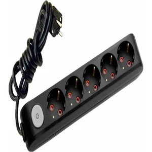 Multi-Led Siyah Anahtarlı 5'li Priz Kablolu 2 m
