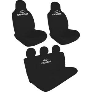 BT Chevrolet Logolu Ön-Arka Penye Oto Servis Kılıfı Siyah