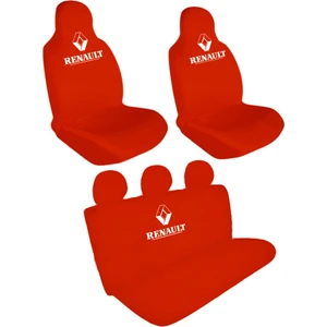 BT Renault Logolu Ön-Arka Penye Oto Servis Kılıfı Kırmızı