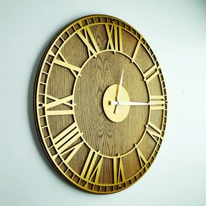 KAYRA TASARIM AHŞAP DUVAR SAATİ MASİF KANVAS ROMA GOLD 50cm