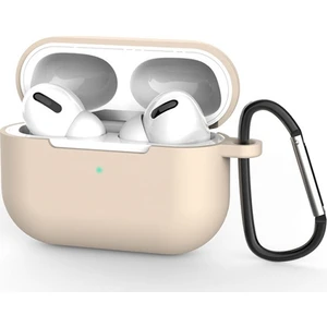 Apple Airpods Pro İnce Slim Silikon Kılıf + Anahtarlık AL-31687Krem