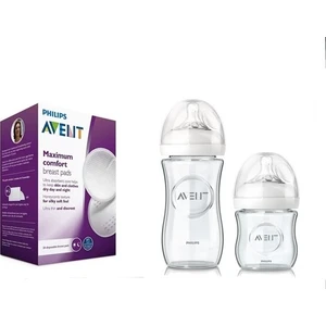 Philips Avent Natural Cam Biberon Seti 240 ml + 120 ml +  24’lü Göğüs Pedi