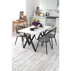 Evdemo Eylül 4 Kişilik Mutfak Masası Takımı Beyaz Gri