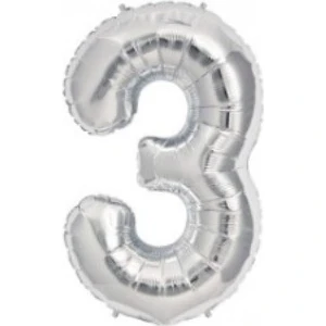 Azfahomestore Folyo Balon Rakam 3 Gümüş 16 Inc(40Cm)