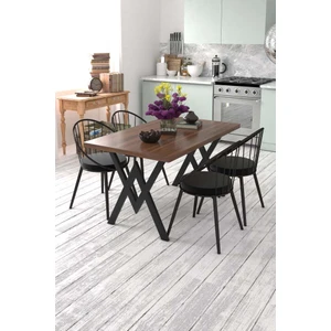 Evdemo Eylül 4 Kişilik Mutfak Masası Takımı Ceviz Siyah