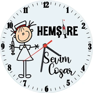 Hemşireye Hediye Isimli 14 Mart Cam Duvar Saati