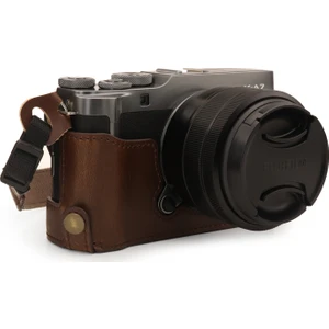 MG1771 Suni Deri Yarım Kamera Kılıfı Fujifilm X-A7 ile Uyumlu (Tek Dip)