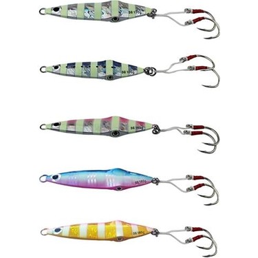 Savage Gear SJ-80-PSZ Squish Jig 80g Silver Zebra Glow