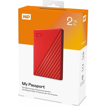 Wd My Passport 2tb 2.5 Inc USB 3.2 Kırmızı Taşınabilir Disk Fiyatı