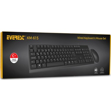 Everest KM-615 Siyah USB Combo Q Standart Klavye + Mouse Set Fiyatı