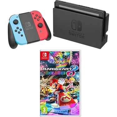 Nintendo Switch Konsol Neon Red Blue + Mario Kart 8 Deluxe Nintendo Switch